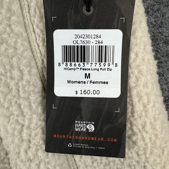 Mountain Hardwear HiCamp‎ Fleece Jacket Womens Medium Cream White Long Full Zip - Picture 7 of 11